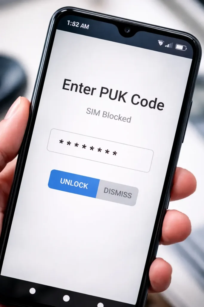 enter puk code sim lock password forgot screen